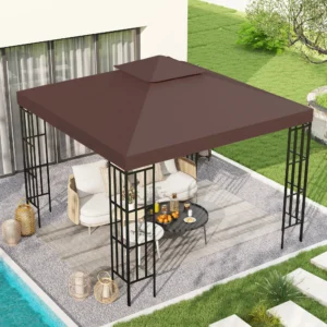 CampGlut Ersatzdach für Pavillon, zweistufig, Kaffee, 9,84 x 9,84.