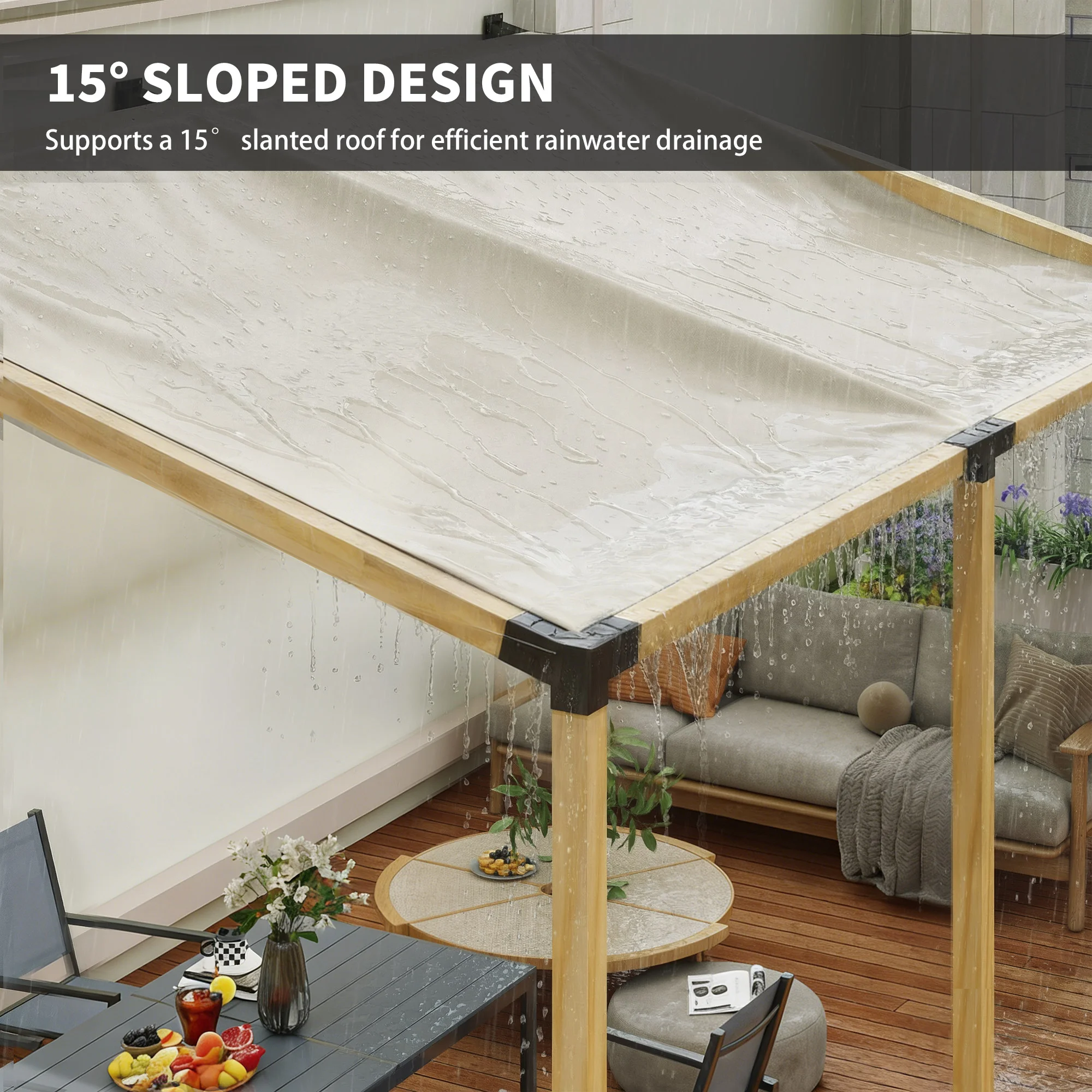 Detailansicht des CampGlut Pergola Kit Gestells.