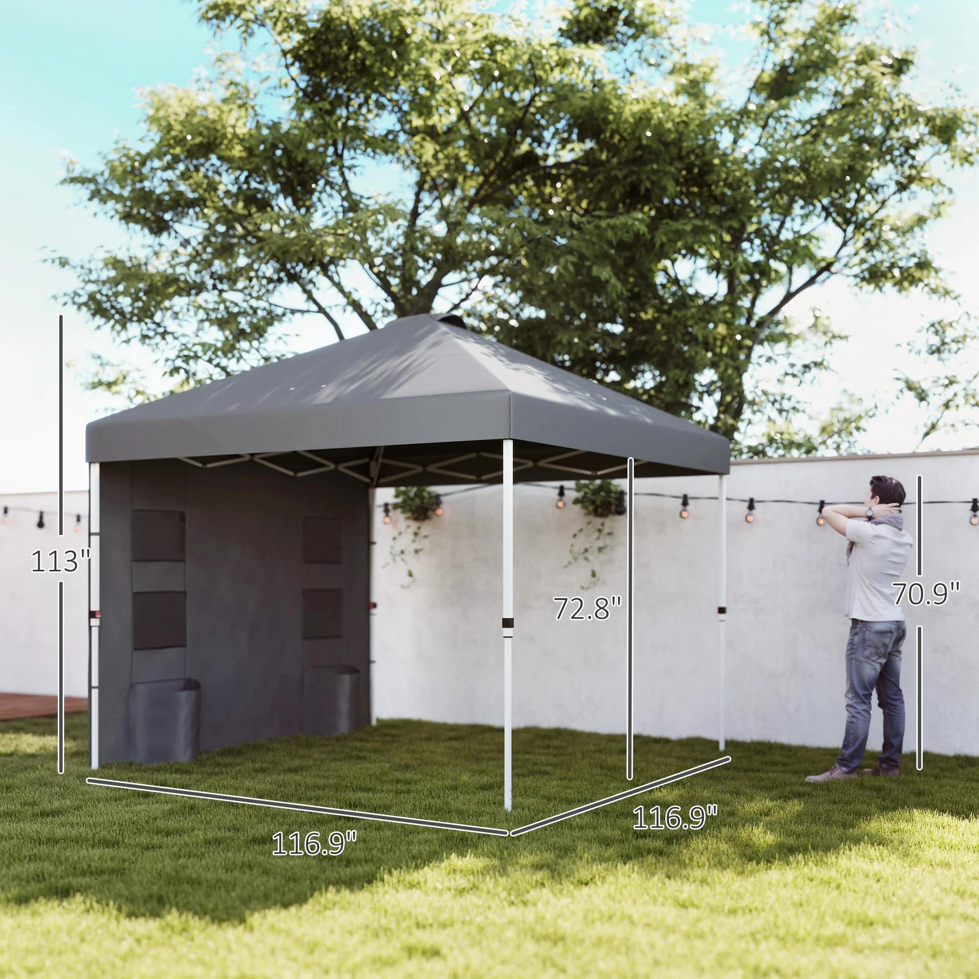 Chapiteau Pop-Up 10 x 10 avec paroi latérale, UPF50+, hauteur réglable, avec sac de rangement - Imagen 2
