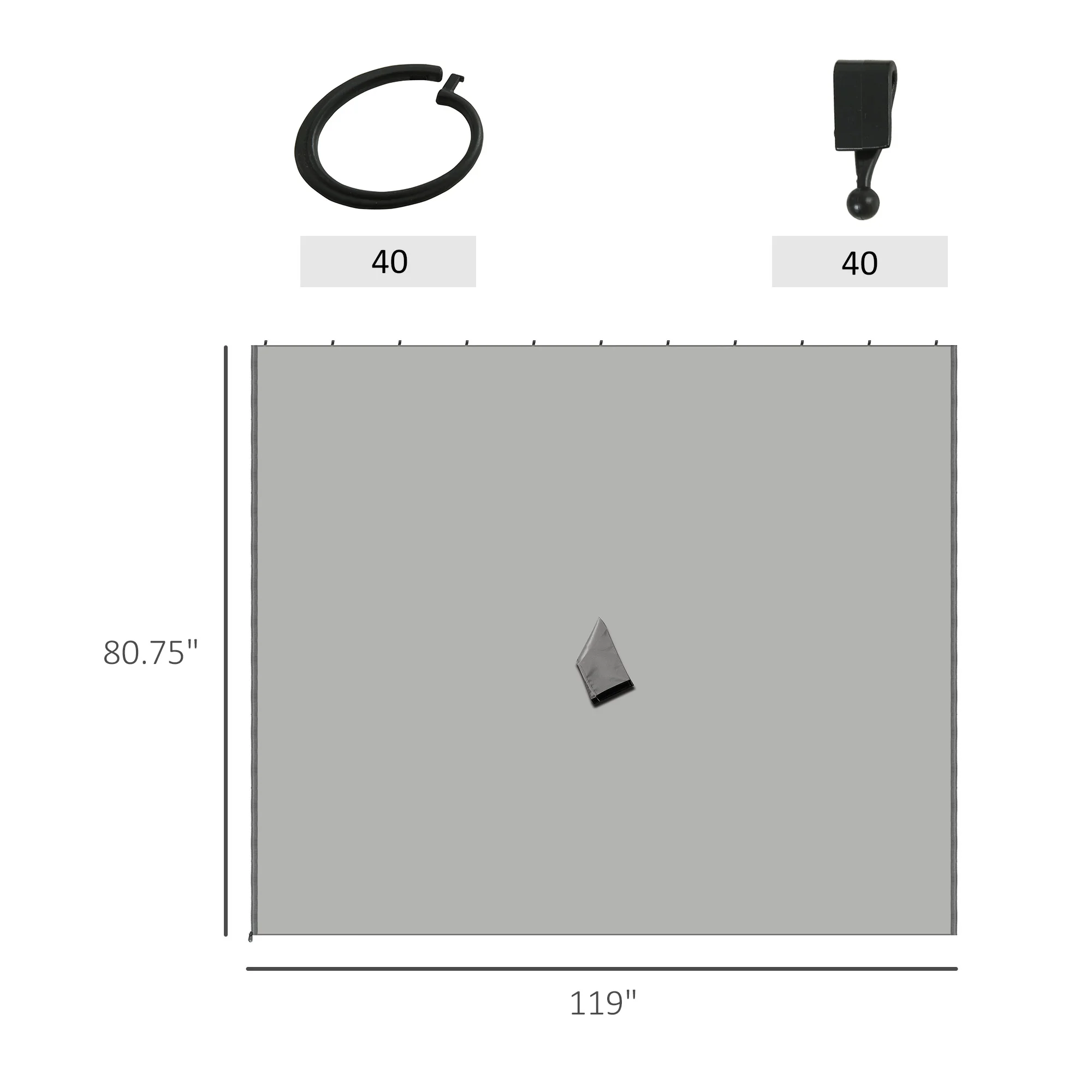 9,84 x 9,84 m Pavillon-Seitenwand-Set mit Haken/C-Ringen, Grau – Bild 8