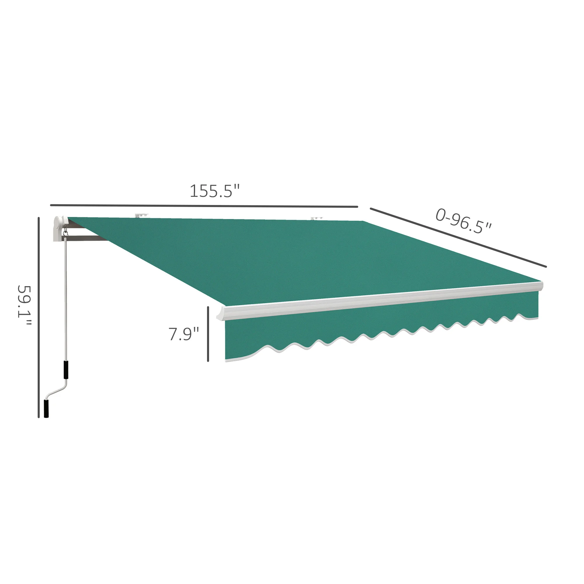 13 x 8 ausziehbare Markise, Terrassenüberdachung, Sonnenschutz mit Handkurbel... – Bild 6