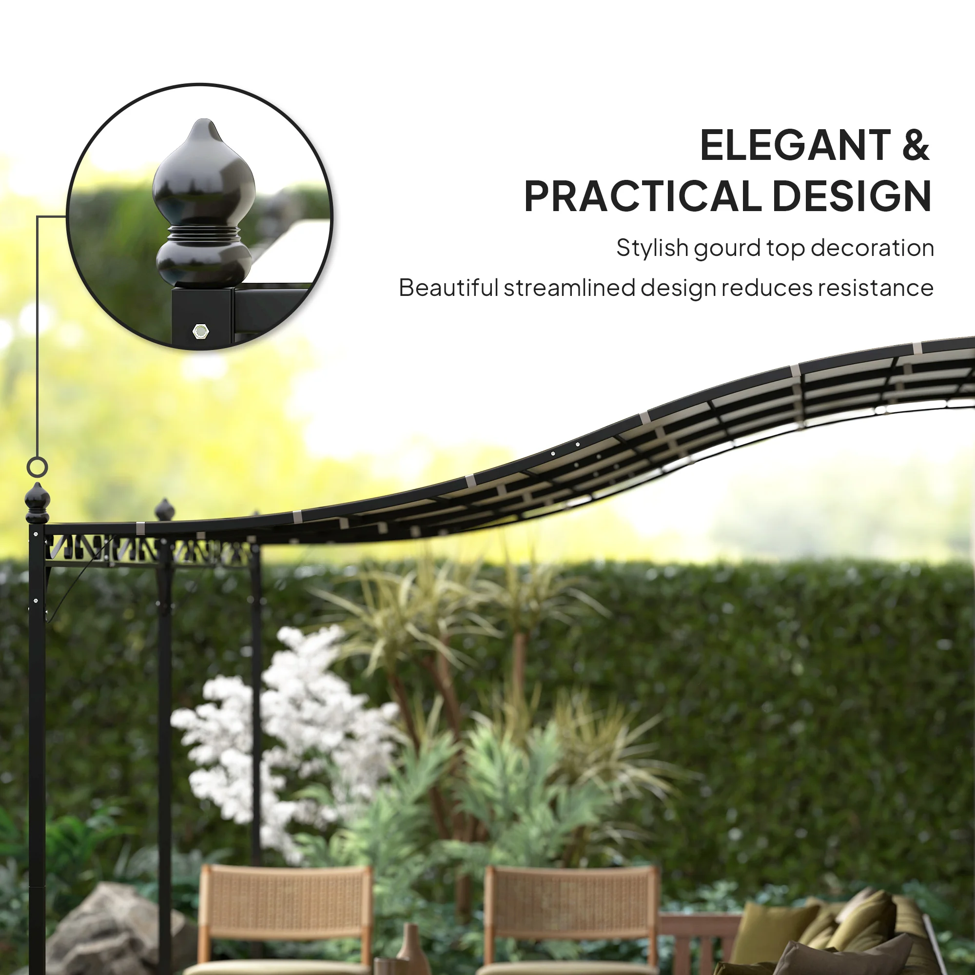 Pérgola de pared 10 x 16, toldo metálico para patio con orificios de drenaje, blanco crema - Image 8