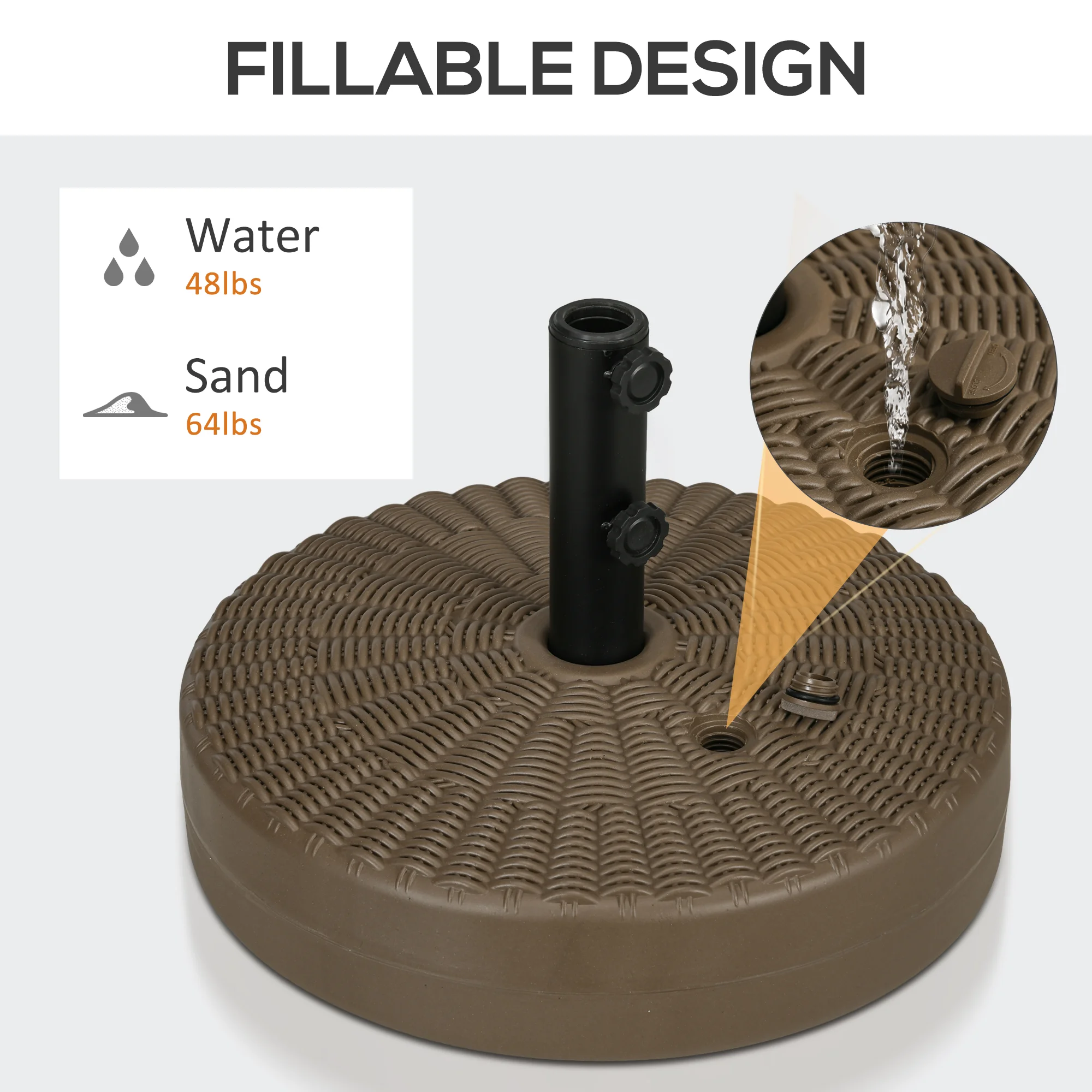 Base de sombrilla redonda rellenable para postes de 1,5" o 2", exterior, terraza,... - Image 4