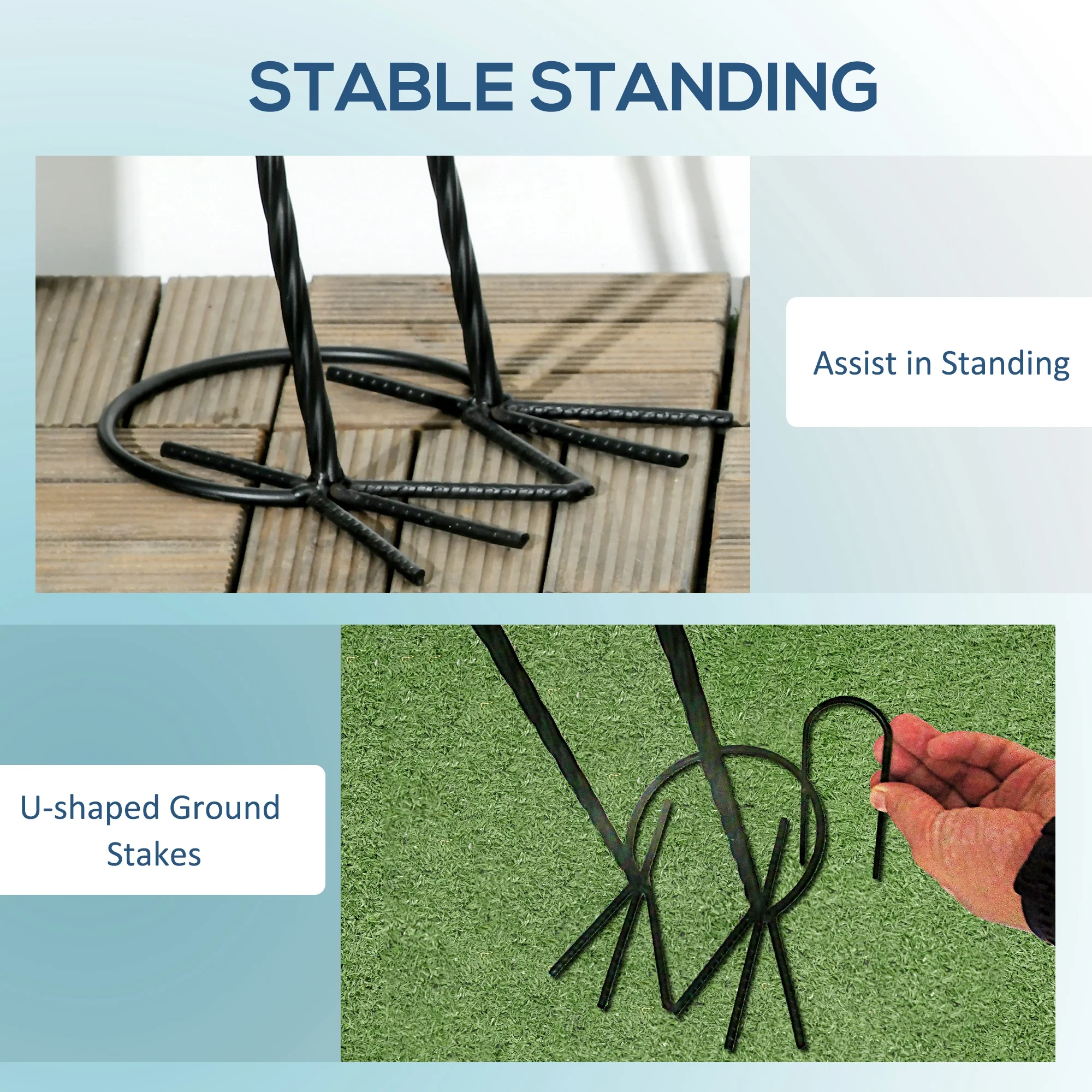 2er-Set Gartenfiguren Reiher, 35,5" & 40,5", Weiß/Schwarz – Bild 2