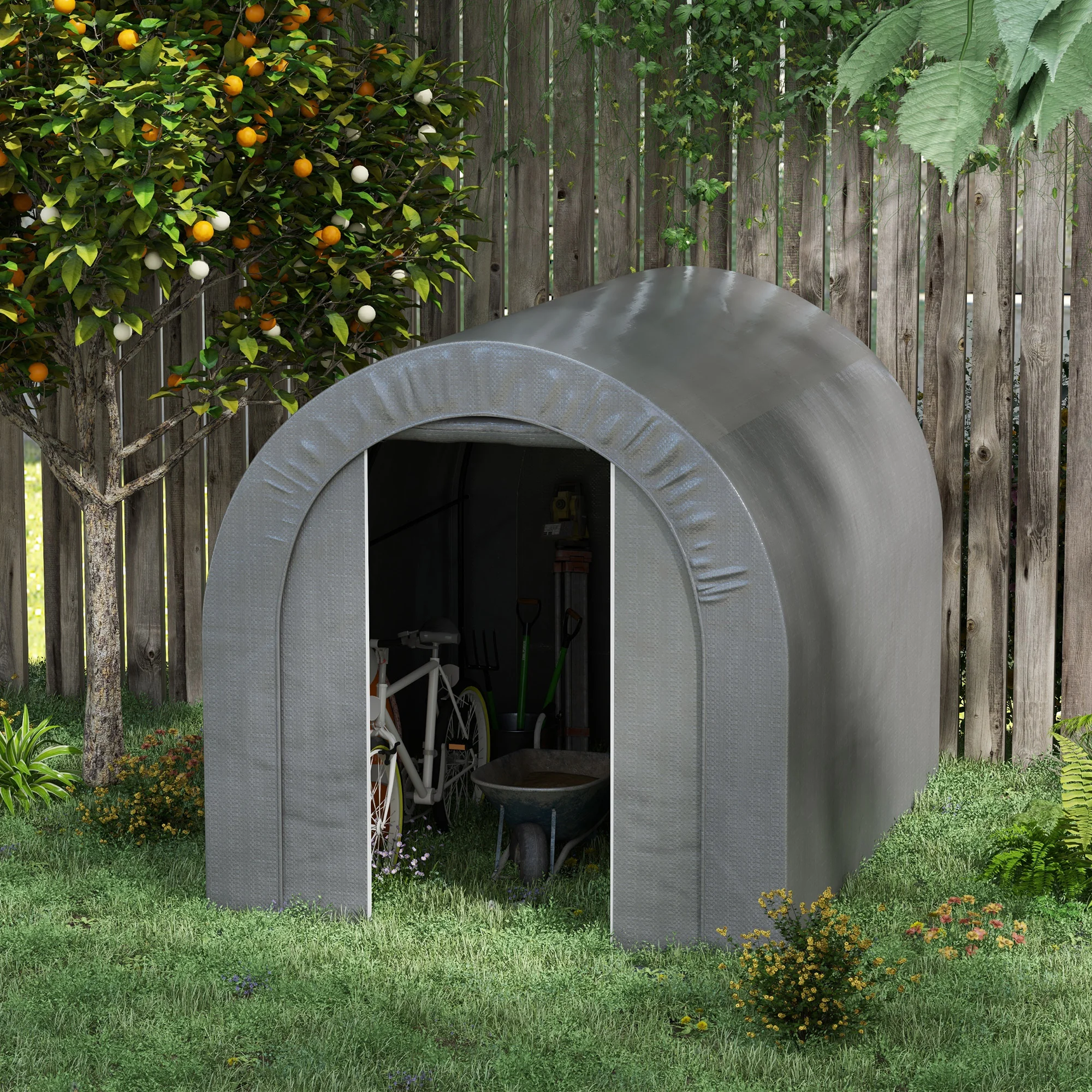 CampGlut verzinktes Metall-Lagerzelt 6x8, wasserdicht und tragbar.