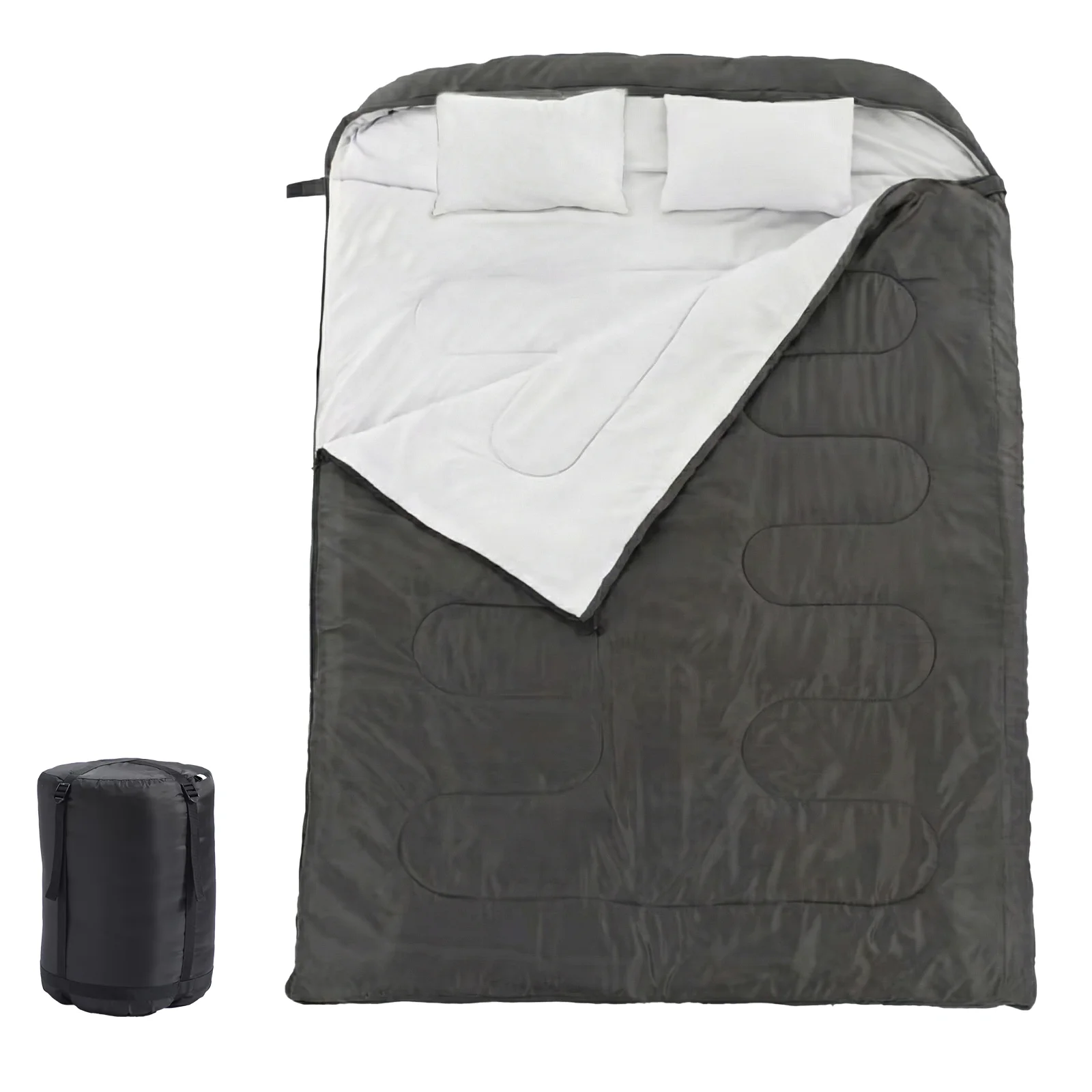 CampGlut Adult Double Schlafsack, seitliche Ansicht mit Stofftextur.