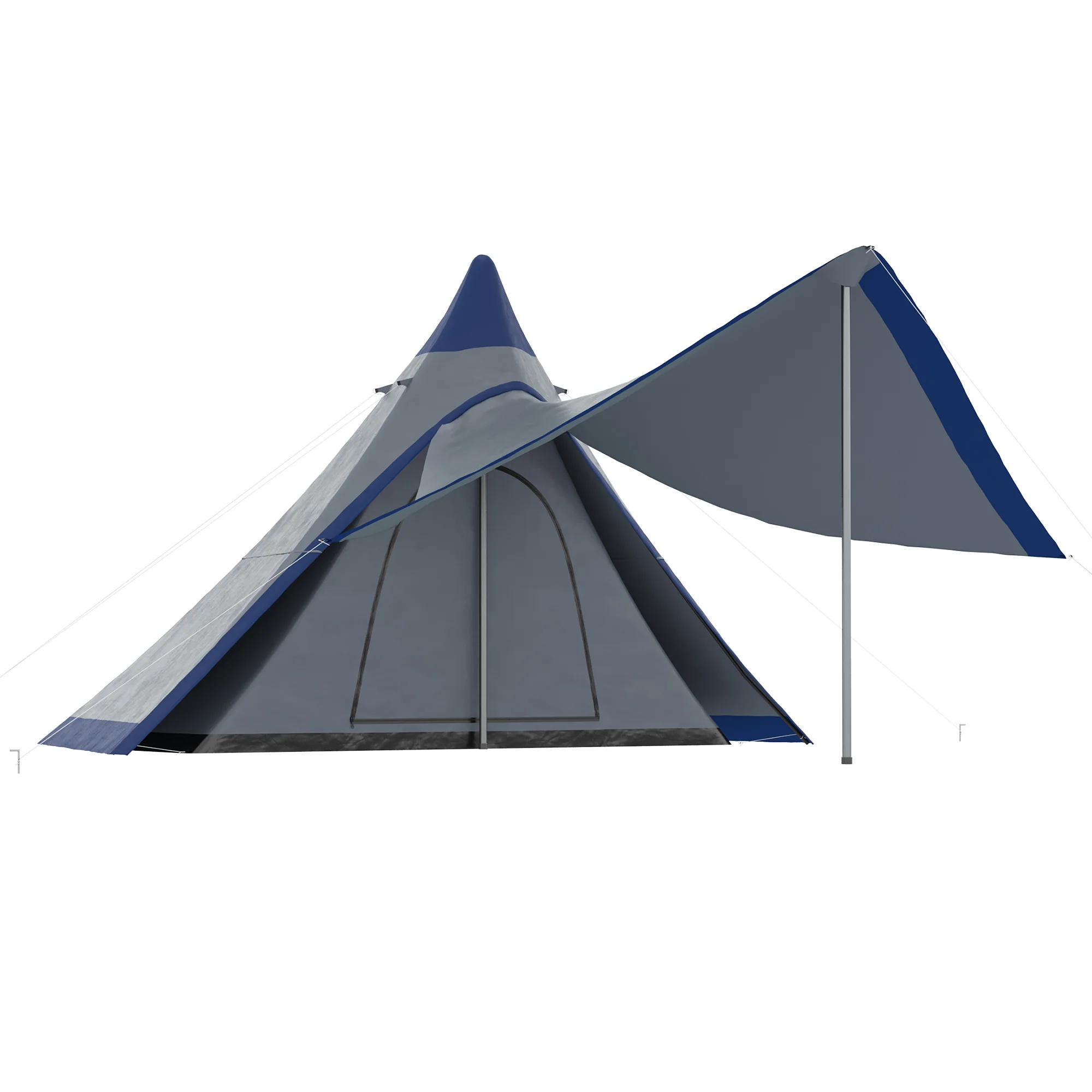 15,4x15,4x8,5 Tipi-Zelt, wasserdicht, mit Vorzelt, Boden & Tragetasche, 2-3 P... – Bild 5