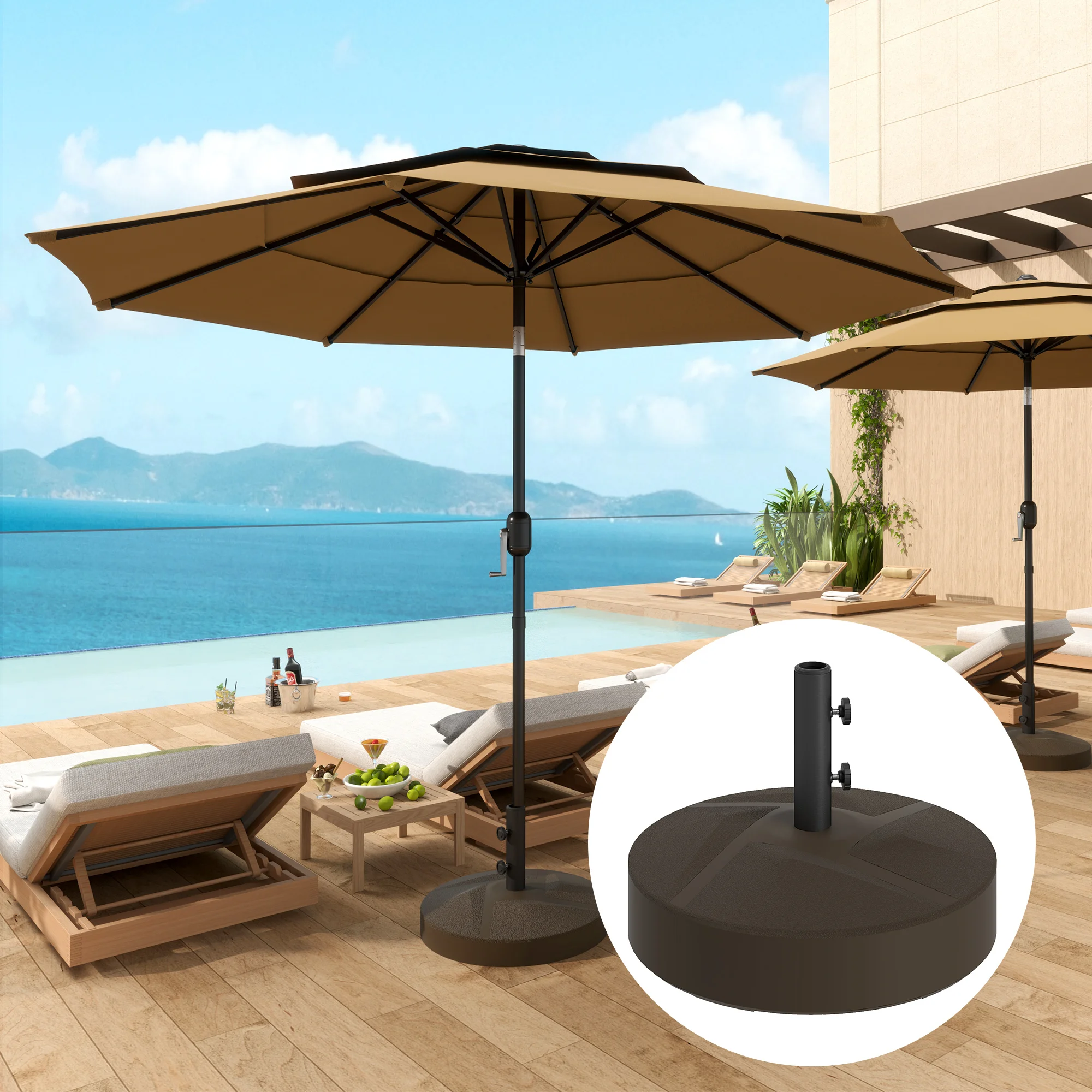 Terrassenschirmständer, schwerer Outdoor-Schirmständer, bis 30 kg mit Stand o...