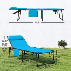 2-teiliger klappbarer Pool-Liegestuhl mit 5-stufiger Rückenlehne, Leseloch, S...
