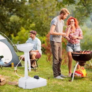 CampGlut tragbarer Camping-Waschbecken, 17L Tank, mit Rädern.