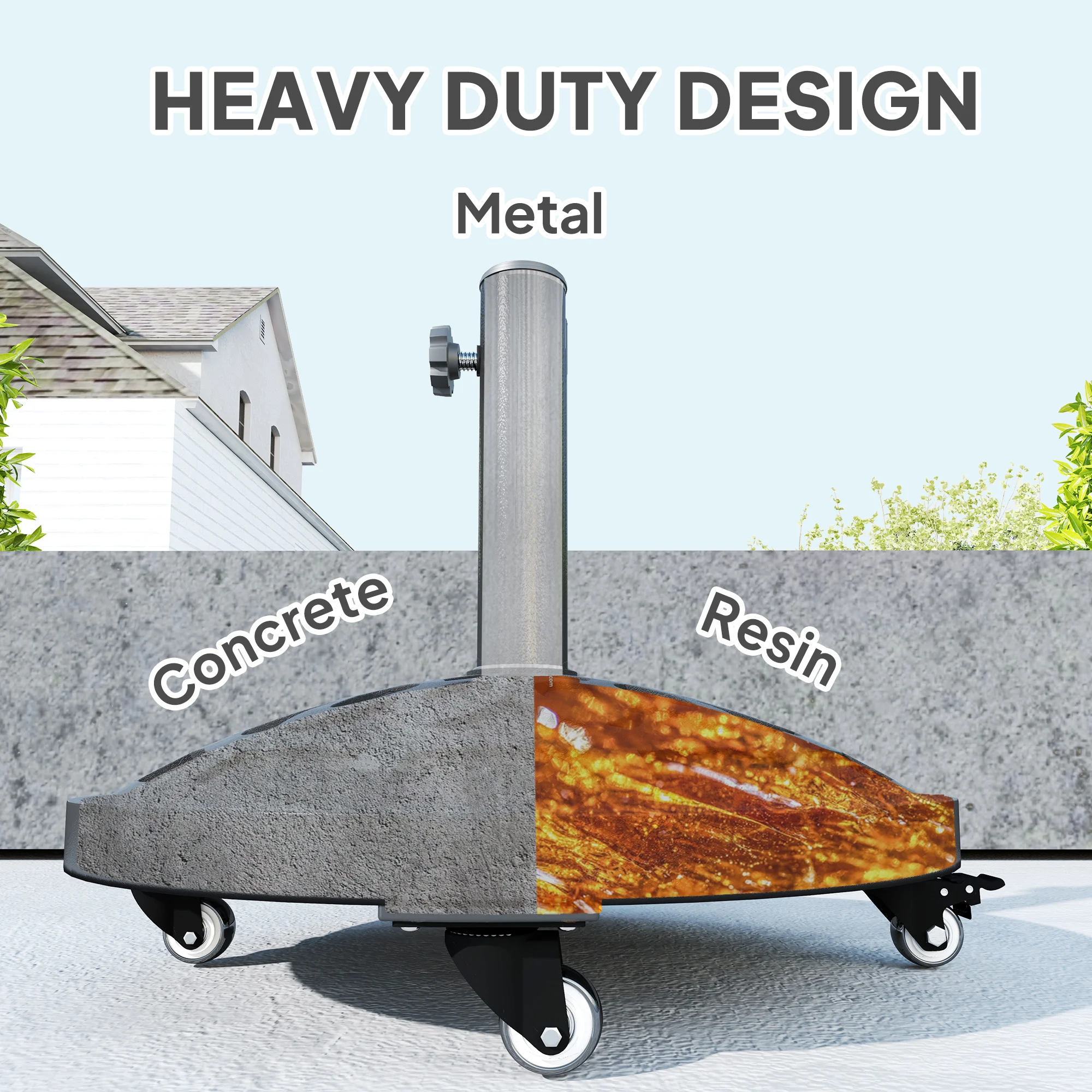 Base Redonda para Sombrilla de Terraza con Ruedas, 21 kg, Soporte Pesado para Sombrilla para 3... - Imagen 4