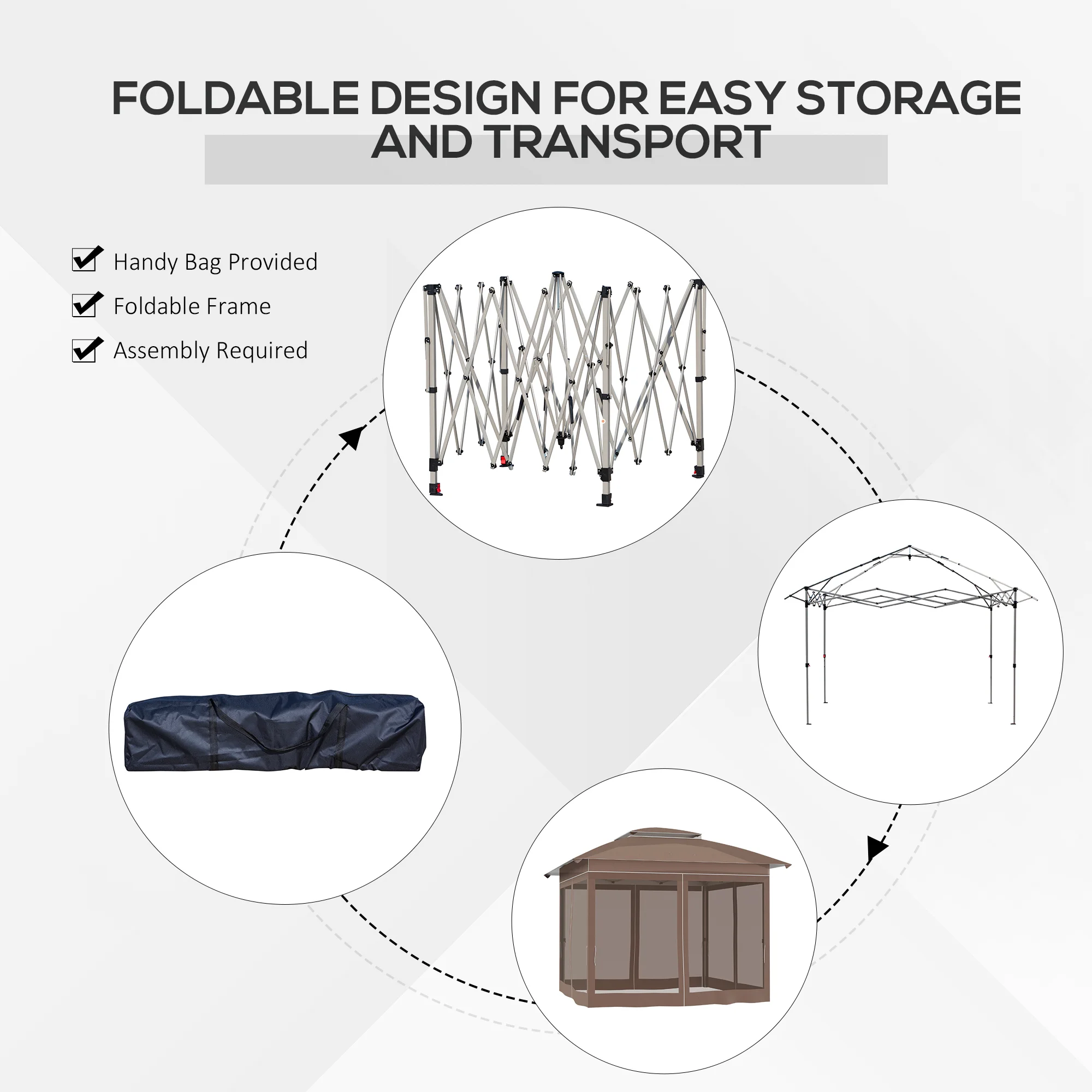 12x12 Pop-Up-Pavillon mit Netz und Tragetasche, Sonnenschutz 12,7 m², höhenve... – Bild 5
