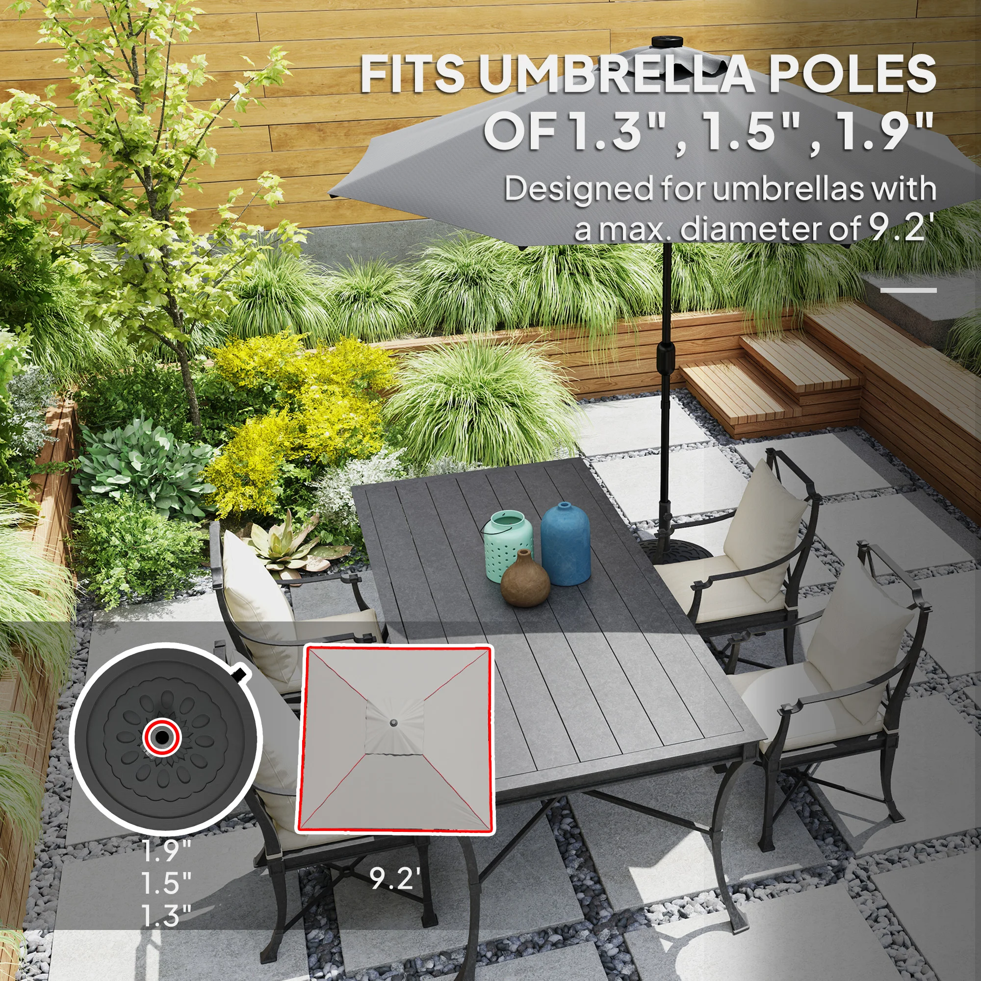 Base Redonda para Sombrilla de Terraza con Ruedas, 21 kg, Soporte Pesado para Sombrilla para 3... - Imagen 2
