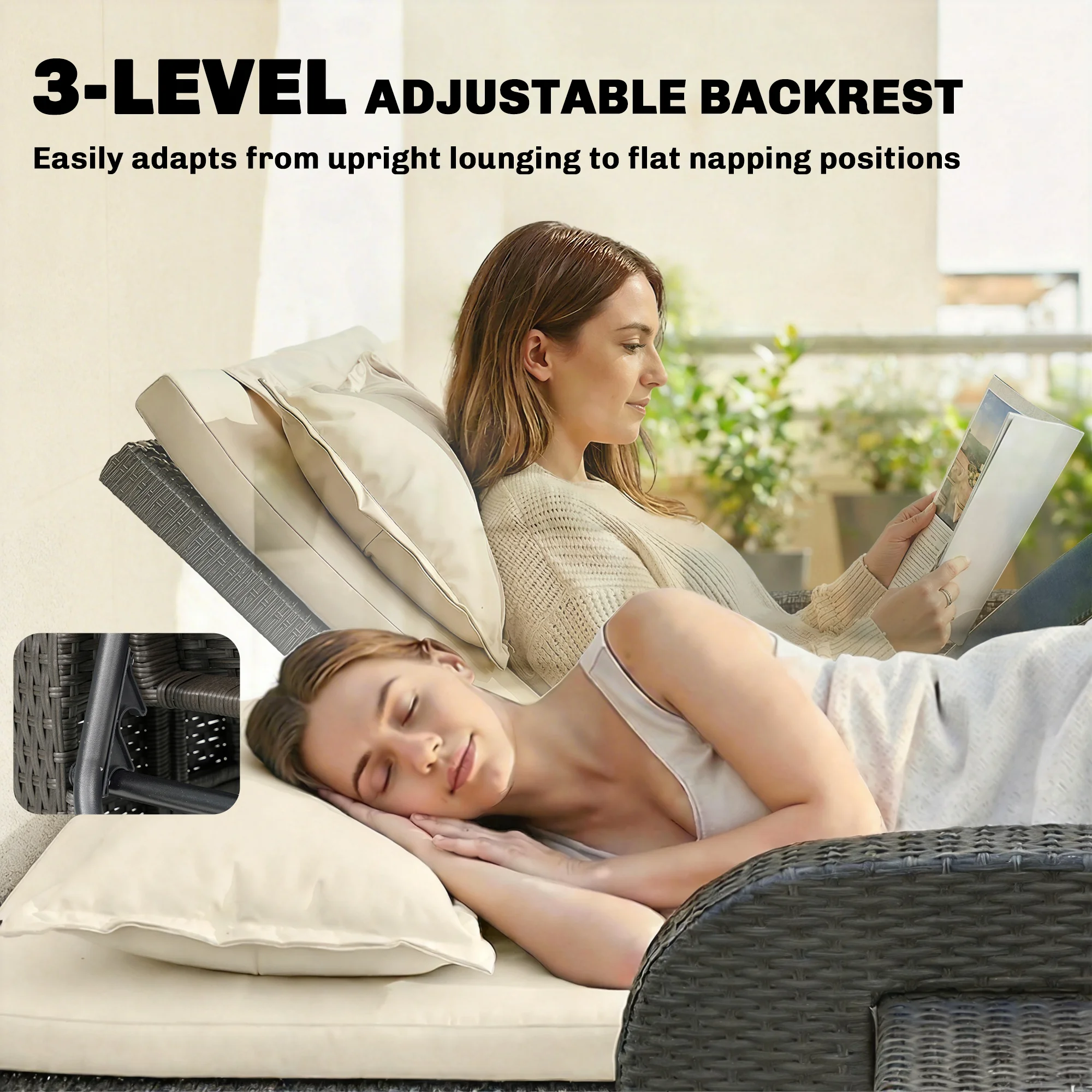 CampGlut Rattan-Tagesbett-Set für gemütliche Abende.