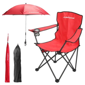 1 Stück Campingstuhl mit Sonnenschirm, leicht, klappbar, mit Getränkehalter, ...