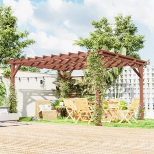 11 x 12,5 m Holz-Pergola mit Weinspalier für Terrasse, Deck, Garten