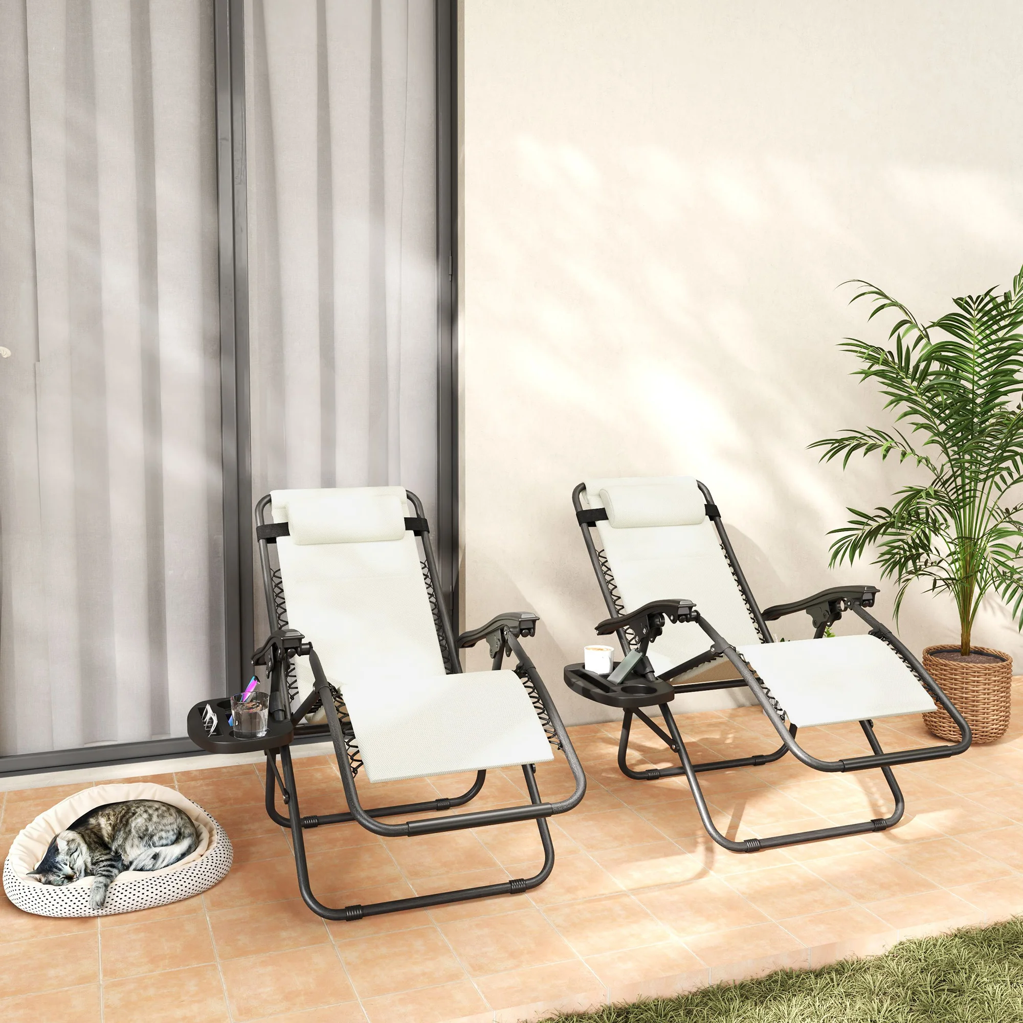 Zero Gravity Liegestuhl Set, 2er-Set klappbare Outdoor-Liegen mit Kopfstütze ... – Bild 5