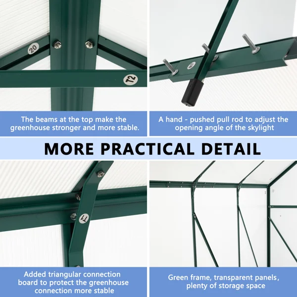 Green 6 x 2.4 m Outdoor Greenhouse - Imagen 4