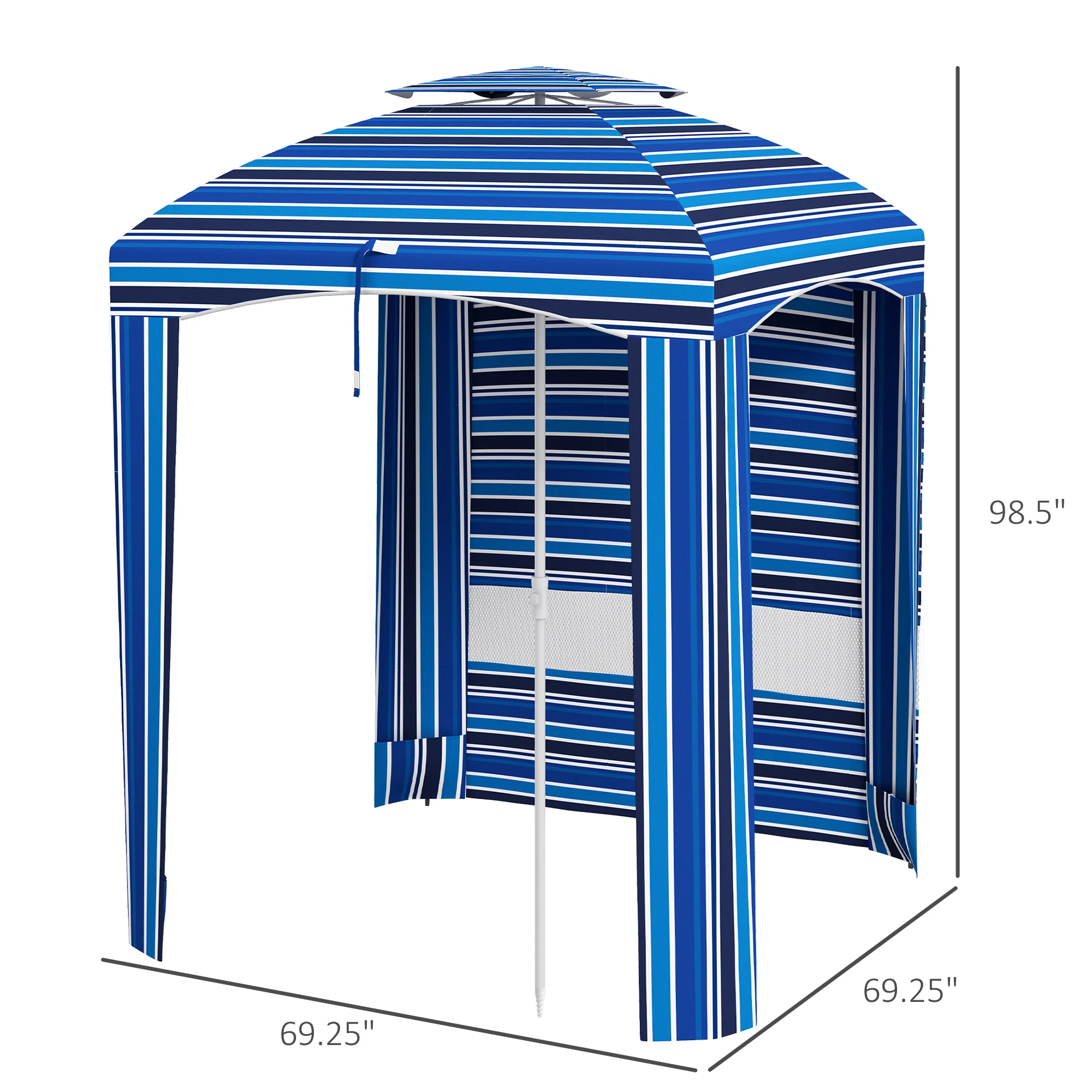 5,8 x 5,8 Cabana-Schirm für Reisen, Wände, Lüftungen, Rüschen, Tragetasche, S... – Bild 5