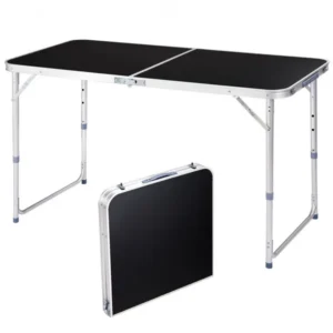 CampGlut Faltbarer Tisch für Outdoor-Aktivitäten, schwarz.