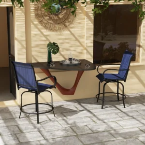 CampGlut Outdoor Barhocker navy blau 2er Set schwenkbar.