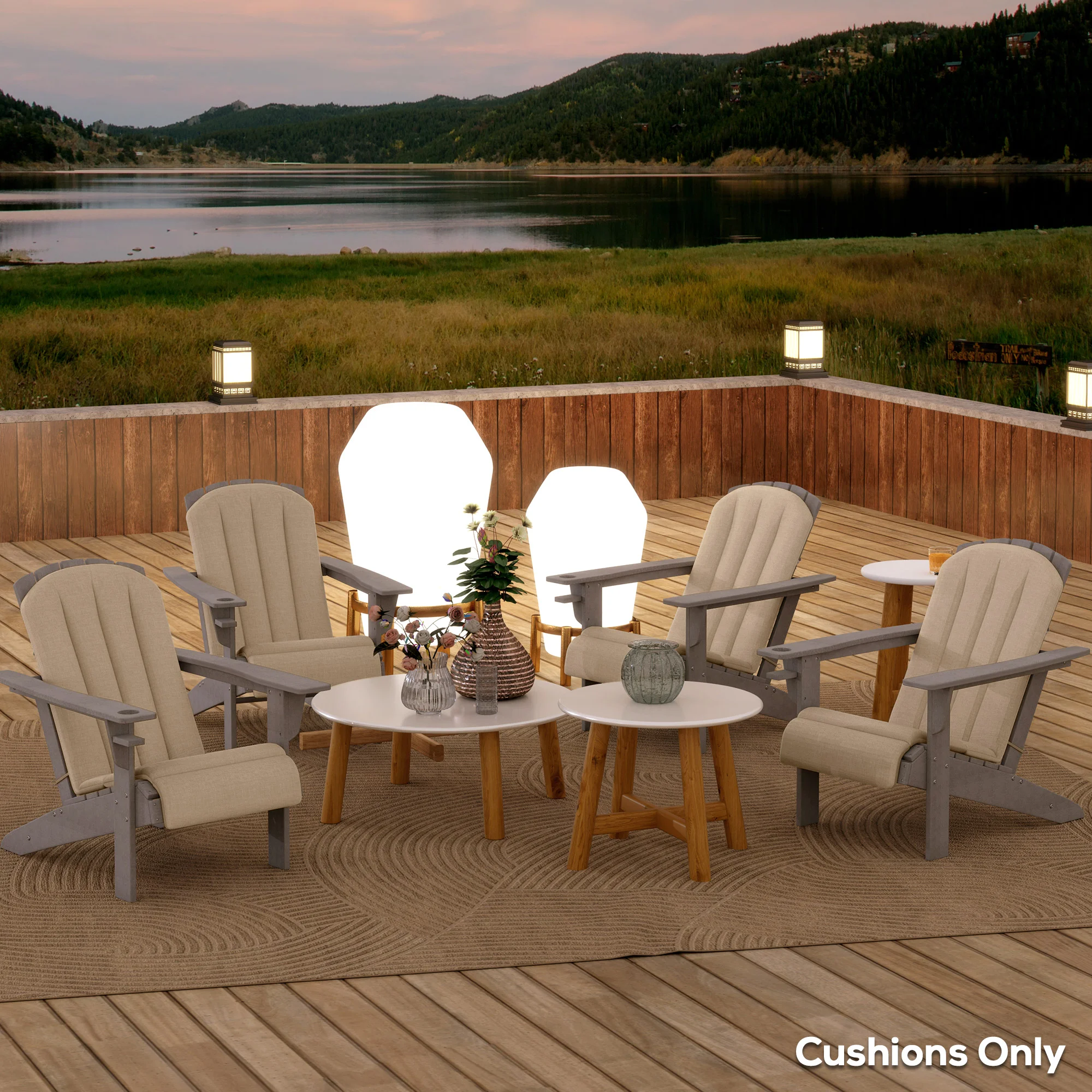 Lot de 4 coussins de chaise extérieure, Adirondack à dossier haut avec sangles, mousse haute densité... - Image 4