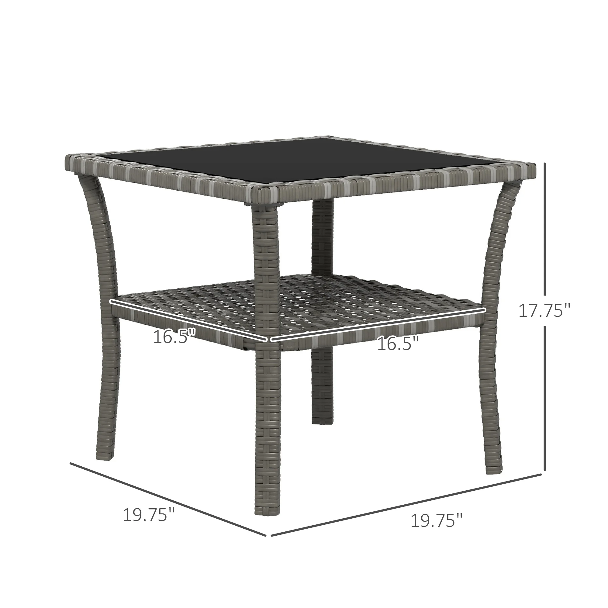 CampGlut Rattan Side Table, stilvoll im Garten.