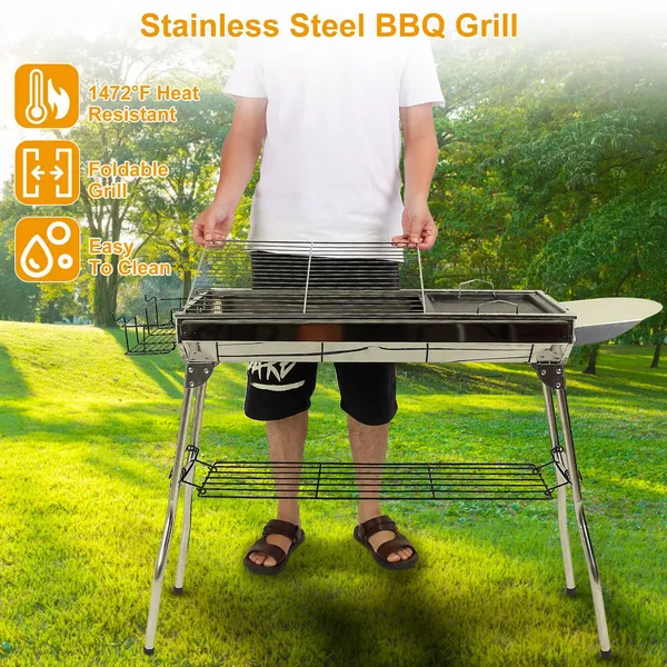 CampGlut BBQ-Koffer mit geöffnetem Deckel und integriertem Grillrost.