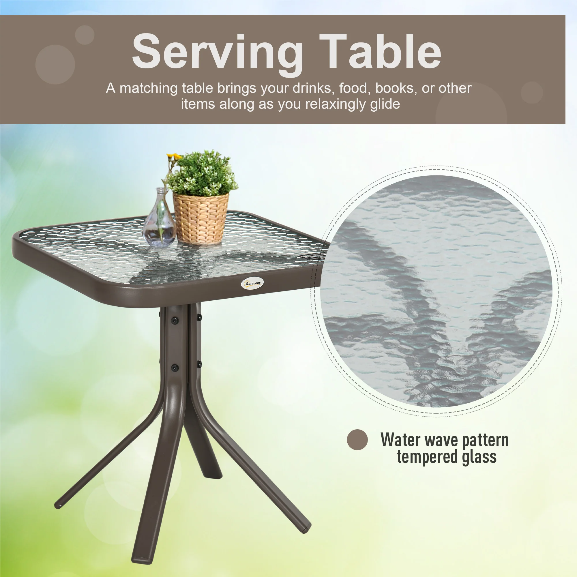 3-Piece Garden Swing Set with Coffee Table, 2 Swing Chairs with Mesh Back - Image 3