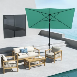 6,5 x 10 Rechteck-Marktschirm, Terrassenschirm mit Kurbel und Kippfunktion, T...