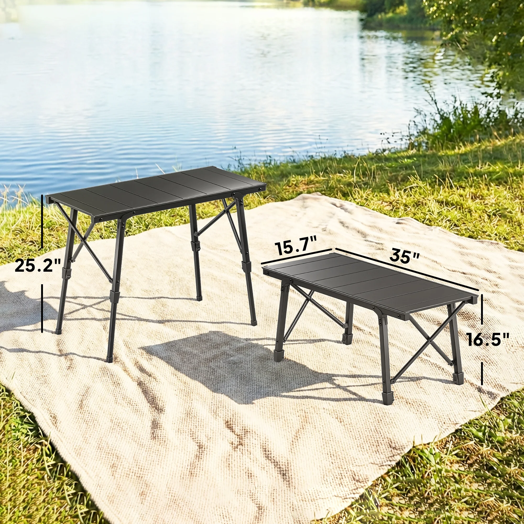 Folding Camping Table with Adjustable Height and Removable Panels, A... – Image 8