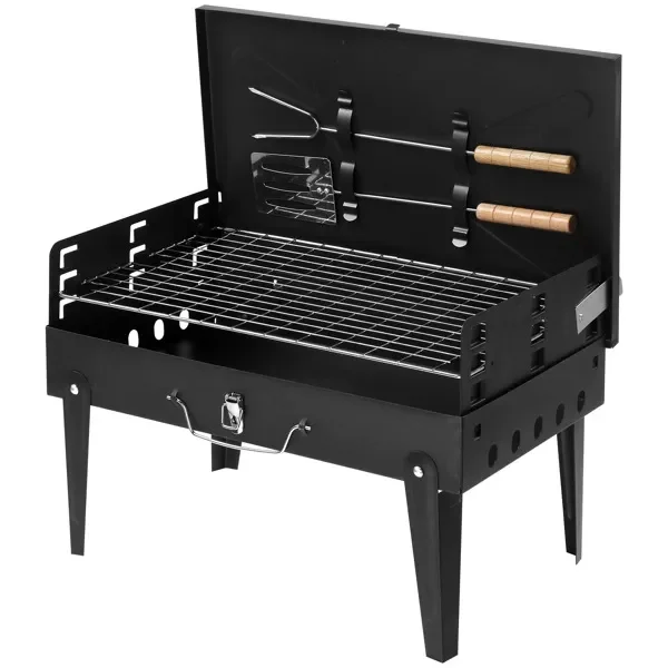 44x27x7cm Portable Square Charcoal Grill Black - Image 11