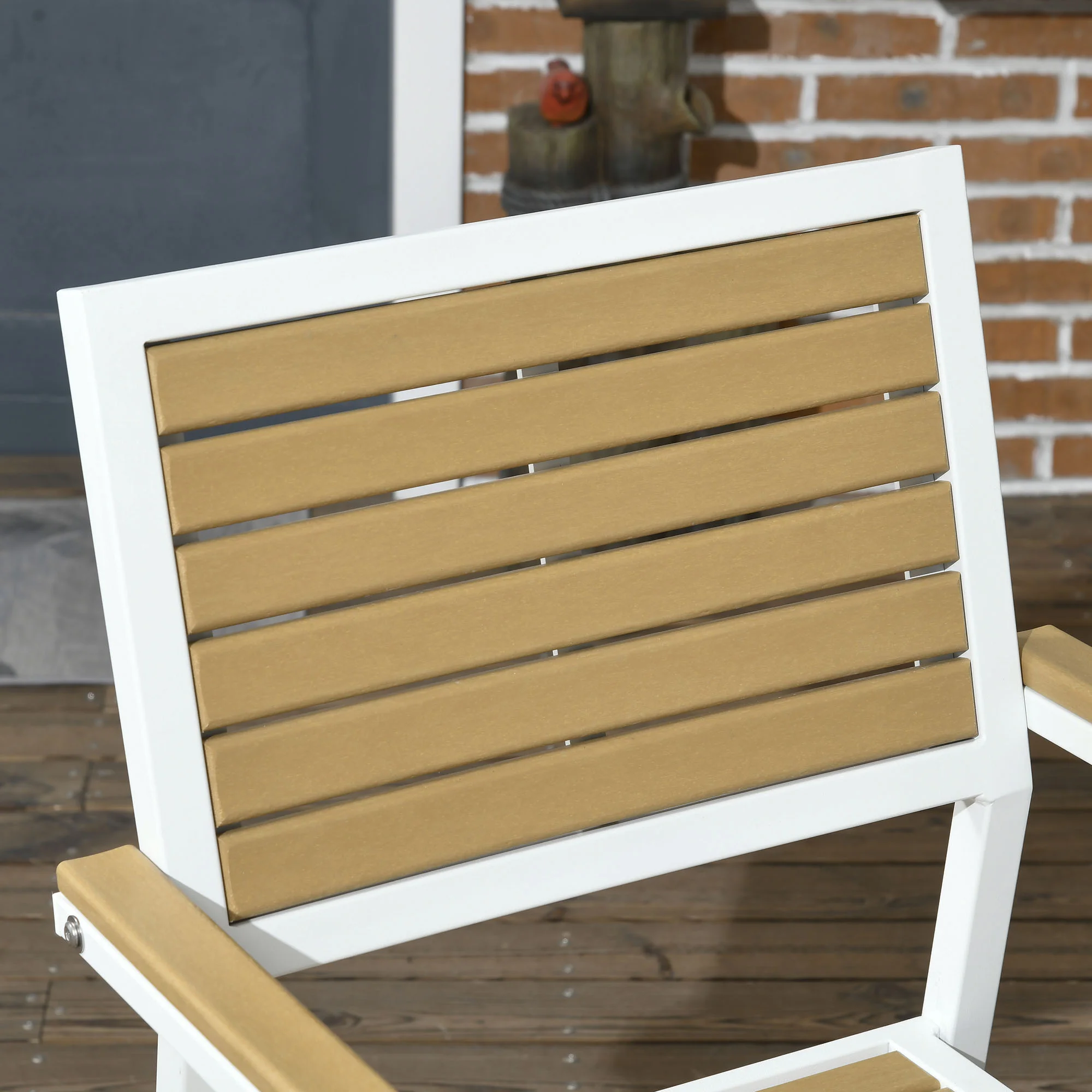 5-teiliges Terrassen-Set aus Aluminium und HDPE, mit Schirmloch, Gelb