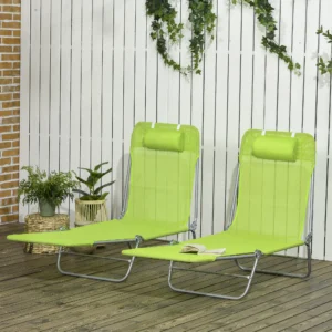 2-teilige klappbare Liegestühle, Sonnenliegen mit verstellbarer Rückenlehne, ...