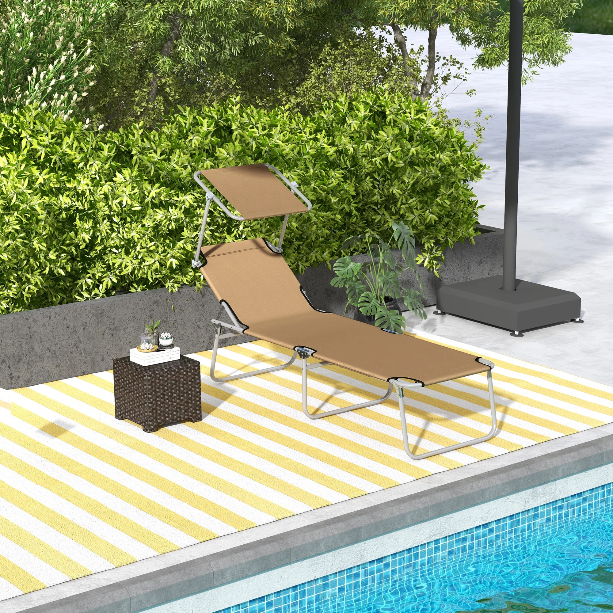 Klappbare Pool-Liege mit Sonnenschutz – Bild 8