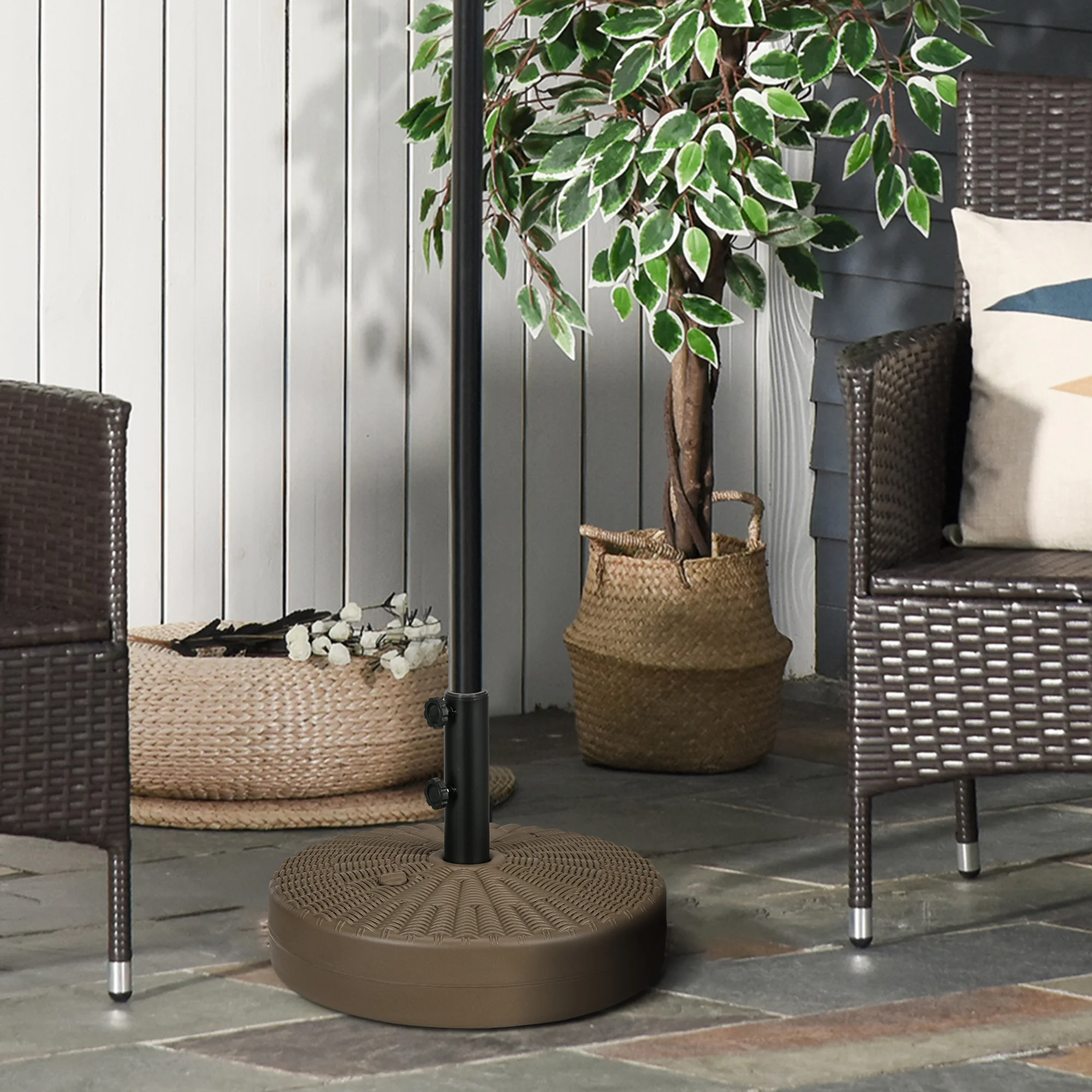 Base de sombrilla redonda rellenable para postes de 1,5" o 2", exterior, terraza,... - Image 8