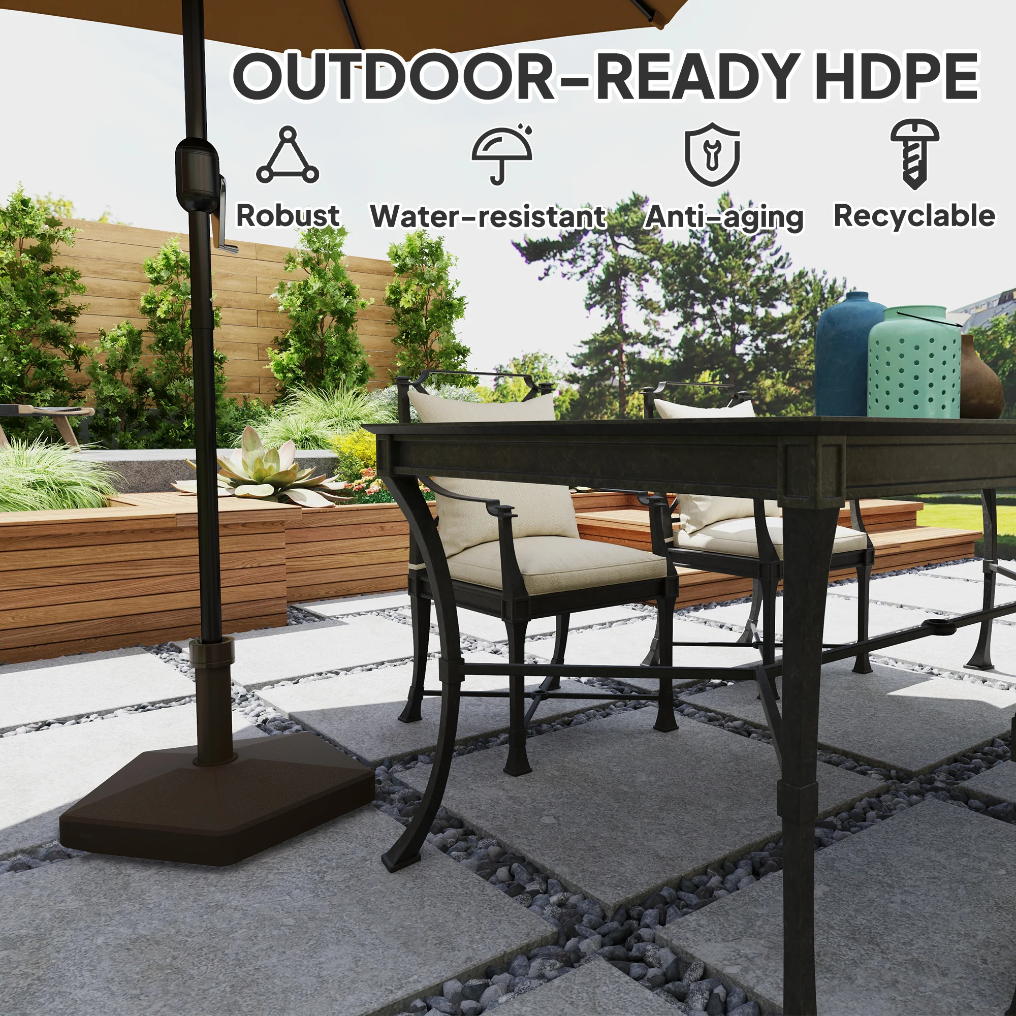 Terrassenschirmständer, schwerer Outdoor-Standfuß, bis 19 kg Sand/15 kg Wasse... – Bild 6