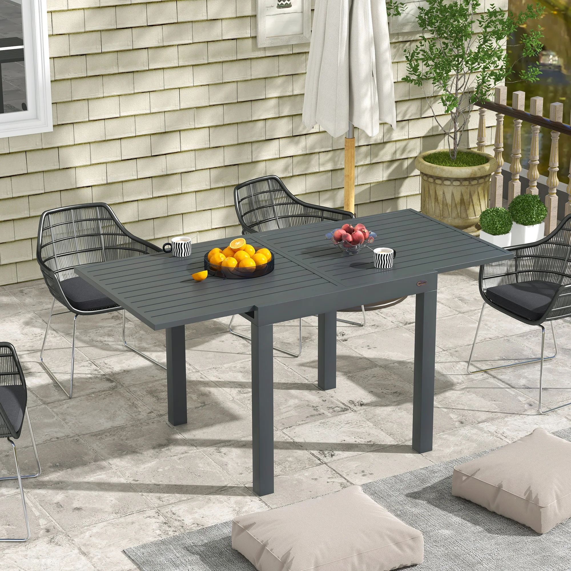 Ausziehbarer Terrassentisch, Aluminium, für 4-6 Personen, Grau – Bild 3