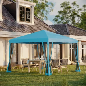 10 x 10 Pop-Up-Pavillon, Terrassengazebo mit Netz, inkl. Tragetasche