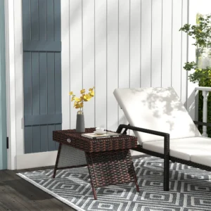 Klappbarer Rattan-Beistelltisch, Outdoor-Endtisch, handgeflochten, PE-Rattan,...