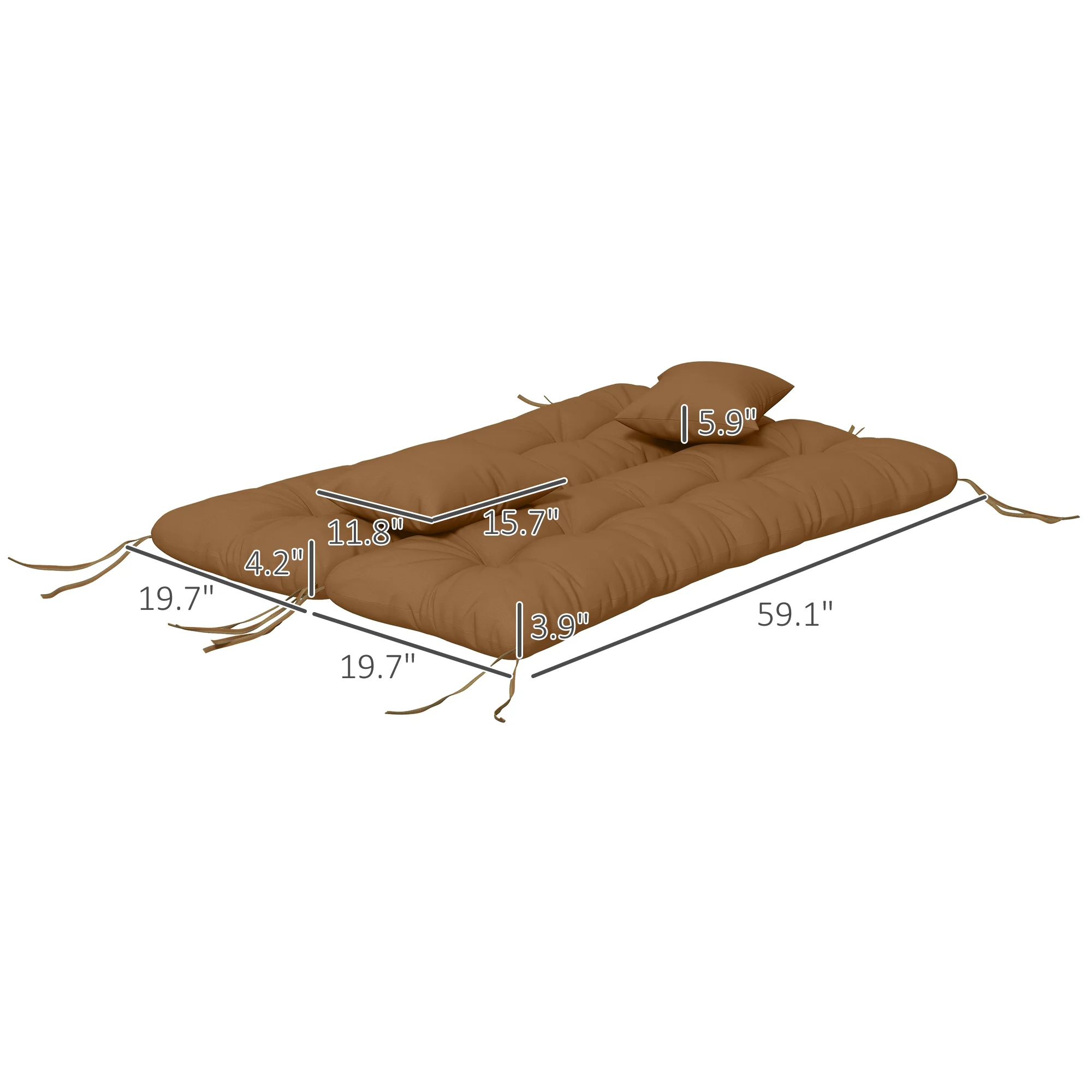 Coussins d'assise capitonnés 59" et coussins jetables, coussin de remplacement, dossier et 2 coussins... - Image 4