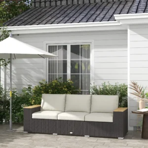 3-Sitzer Outdoor-Sofa, PE-Rattan, extra breite Sitzfläche, breite Armlehnen, ...