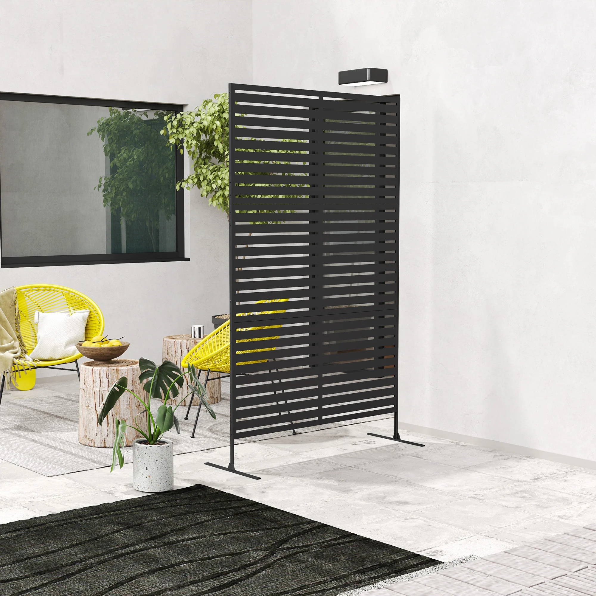 Sichtschutzzaun dekorativ, Metall, mit Rankgitter und Standfuß, 198 x 122 cm,... – Bild 4