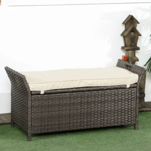 CampGlut PE Rattan Storage Bench, 29 Gallonen Fassungsvermögen.