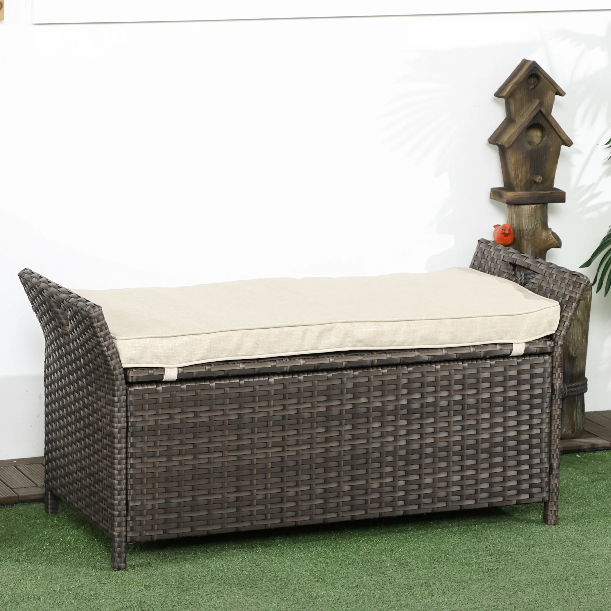 CampGlut PE Rattan Storage Bench, 29 Gallonen Fassungsvermögen.