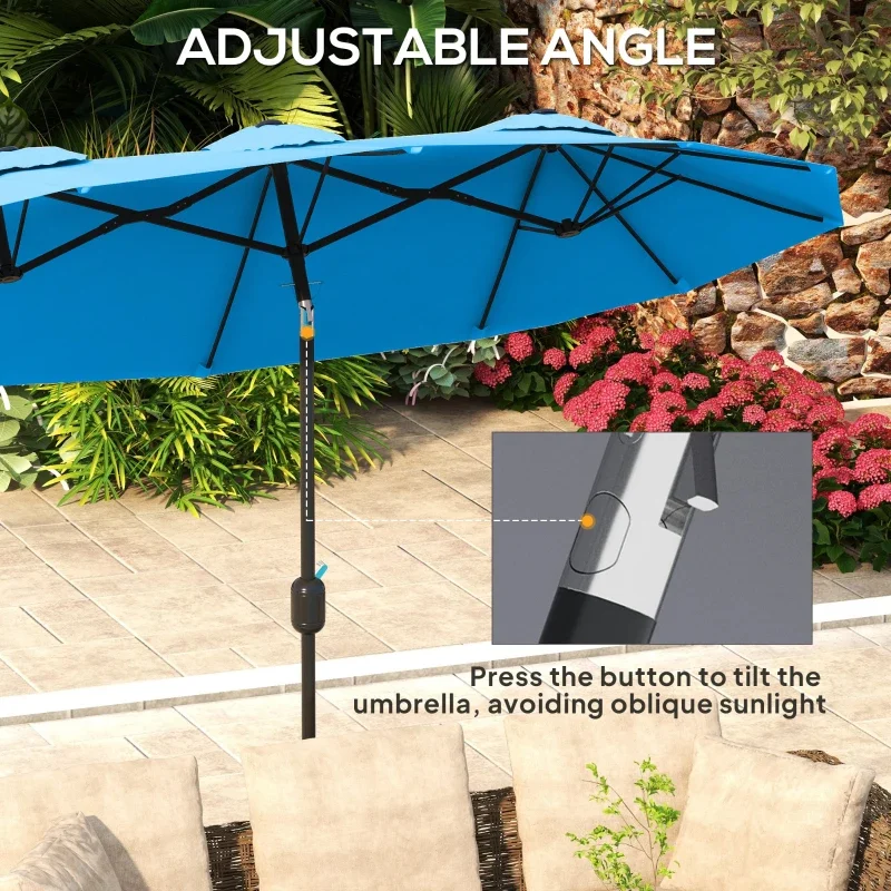 Double-Sided Patio Umbrella, 2.9 m, with Tilt Function and Crank, 3 Vents - Image 9