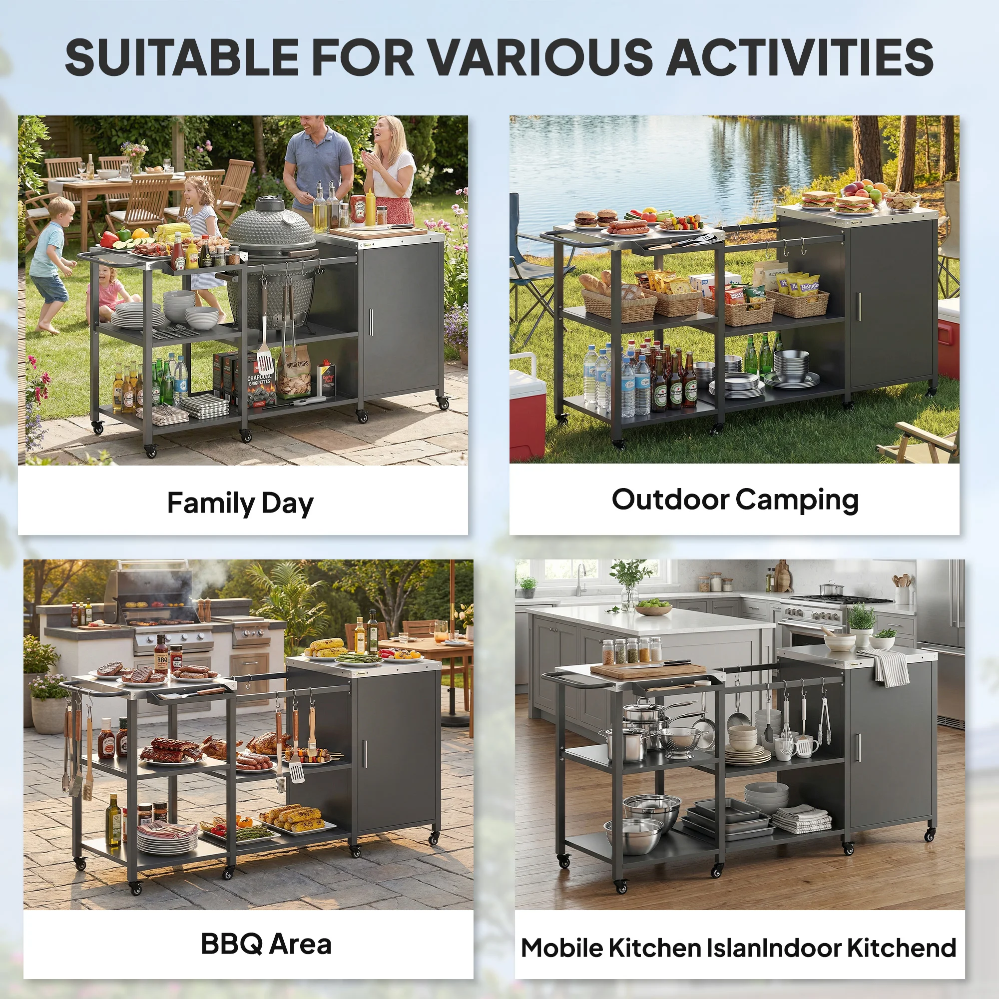 CampGlut Grill Table – Robuster Stahl und Ablagefläche.