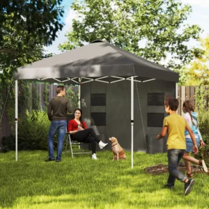 10 x 10 Pop-Up-Pavillon mit Seitenwand, UPF50+, höhenverstellbar, mit Aufbewa...