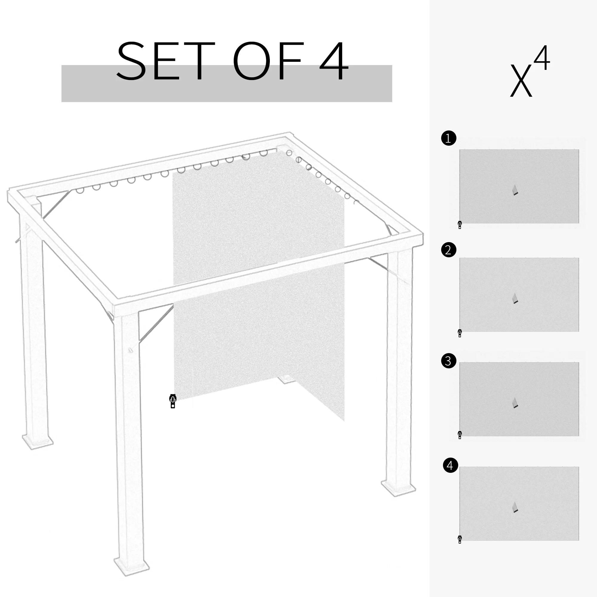 9.84 x 11.8 Gazebo Sidewall Set with Hooks/C-Rings – Bild 7