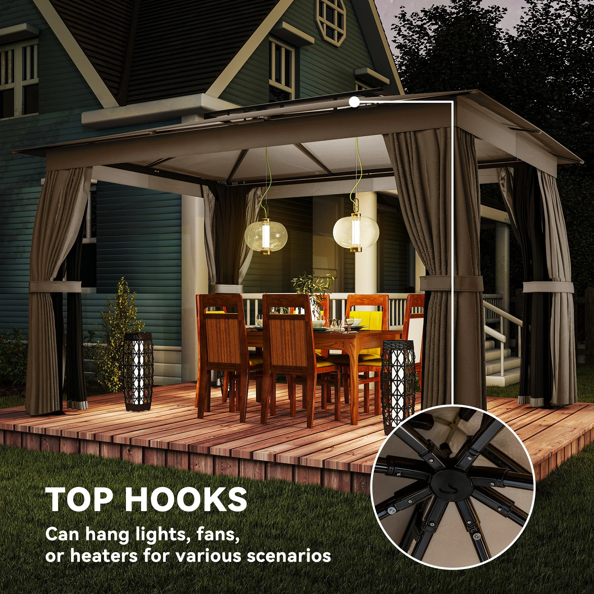 CampGlut Patio Gazebo mit stabilen Pfosten und Dach.